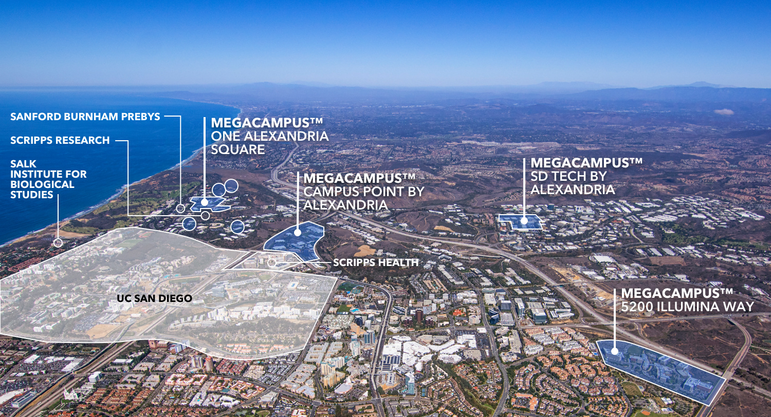 Aerial Map of Torrey Pines and University Town Center Properties